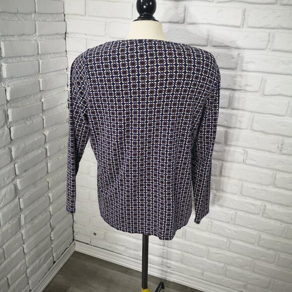 Talbots "The Talbots Tee" Ladies Size X Navy White & Tan Long Sleeves T-shirt - Picture 2 of 9